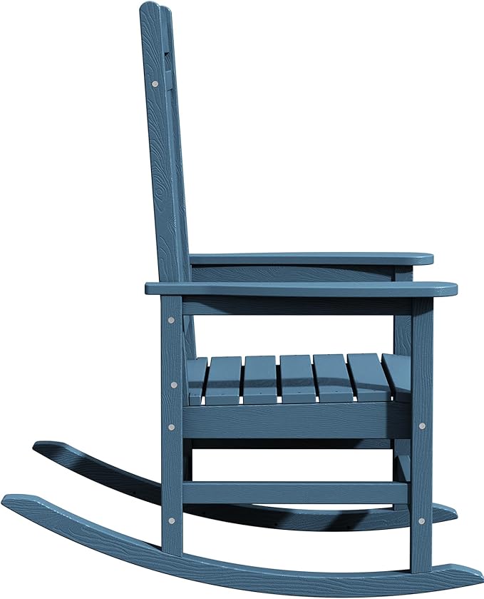 KINGYES Oversized Patio Rocking Chair Set of 2, High Density Polyethylene Outdoor Rocking Chairs with 330lbs Support for Adults, Navy