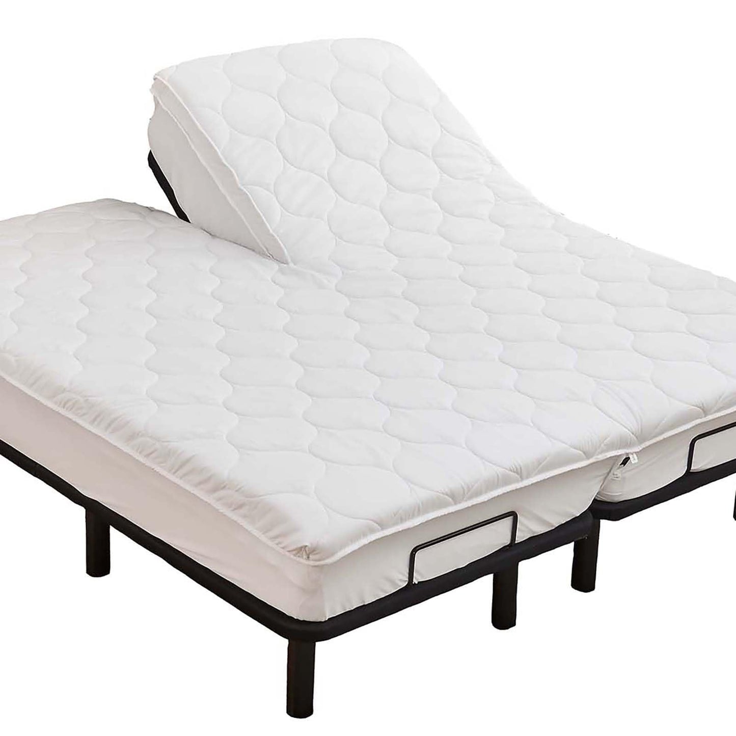 Kingnex Quilted Split Top King Mattress Topper Pad for Adjustable Bed Breathable Fitted Fluffy Pillow Top Mattress Pad Split Top King