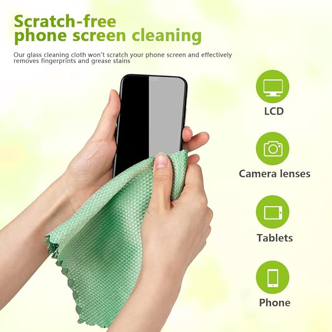 HOMEXCEL Microfiber Glass Cleaning Cloths-6PK, Stainless Steel, Premium Magic
