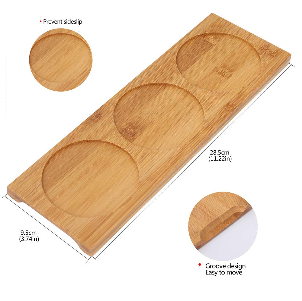Lucky Goddness Ceramic Sugar Bowls with Bamboo Lids and Spoons-June Sky Muti-Functional Round Condiment Jar for Home- Spice Storage Canister,10.8 oz 320 ML,3 Pcs Set