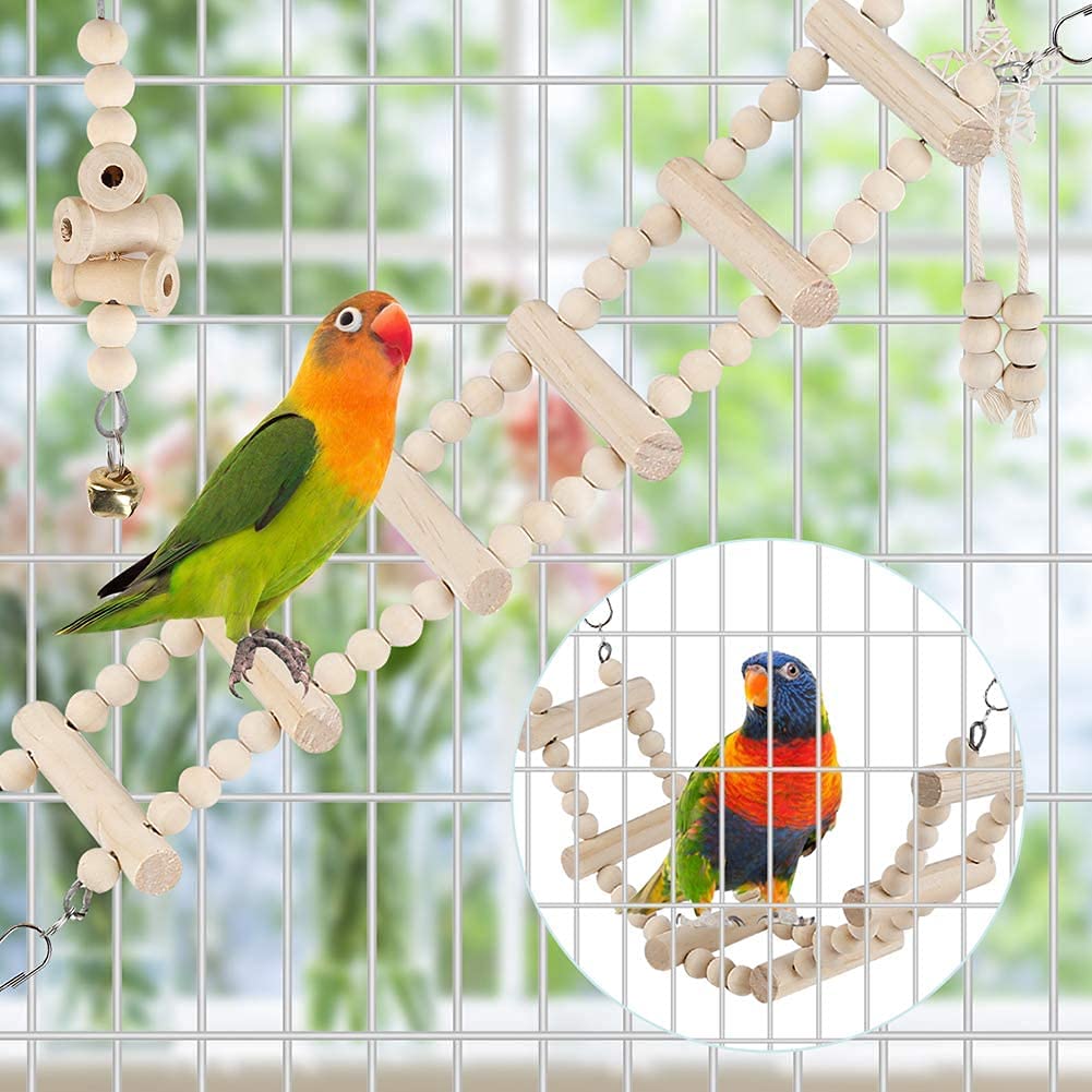 Bird Toys Parakeet Toys Bird Cage Accessories Parrot Swing Chewing Standing Hanging Perch Hammock Climbing Ladder for Budgerigar,Parakeet,Conure,Cockatiel,Mynah,Love Birds,Finches