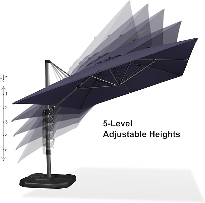 PURPLE LEAF 10'×13' Patio Umbrella with Base Included and Cover Outdoor Umbrella with Cover Extra Large Heavy Duty Cantilever Umbrella Navy Blue