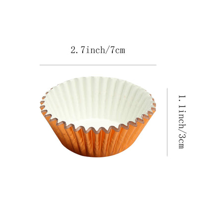 100Pcs Foil Cupcake Liners - Foil Baking Cups for Muffins, Wedding, Birthday, Baby Shower Parties (Orange)