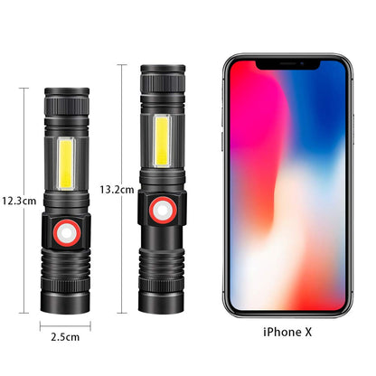 Torch USB Rechargeable Including 18650 Battery - LED Torch Tactical Super Bright Powerful Magnetic COB Work Torches Flashlight for Camping,Hiking,Fishing …