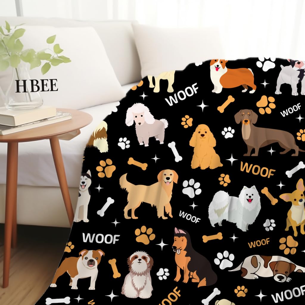 Dog Blanket Puppy Plush Gifts for Girls Women Soft Cozy Flannel Dogs Animal Throw Blanket Bedding Decor Dog Gifts for Dogs Lovers for Kids Adults 50"X40"