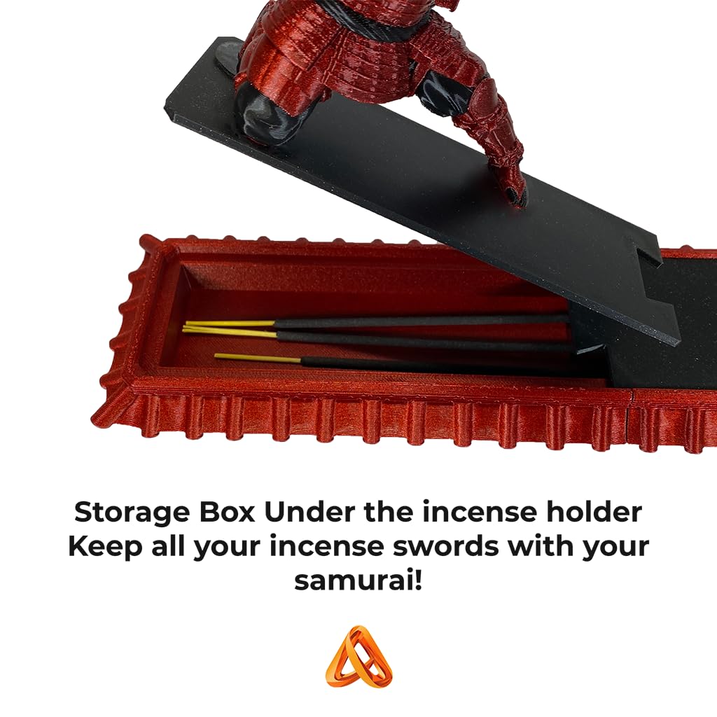 Incense Holder with Storage Box Japanese Samurai Warrior Incense Burner Ash Catcher Asian Spiritual Zen Meditation Gift Traditional Art
