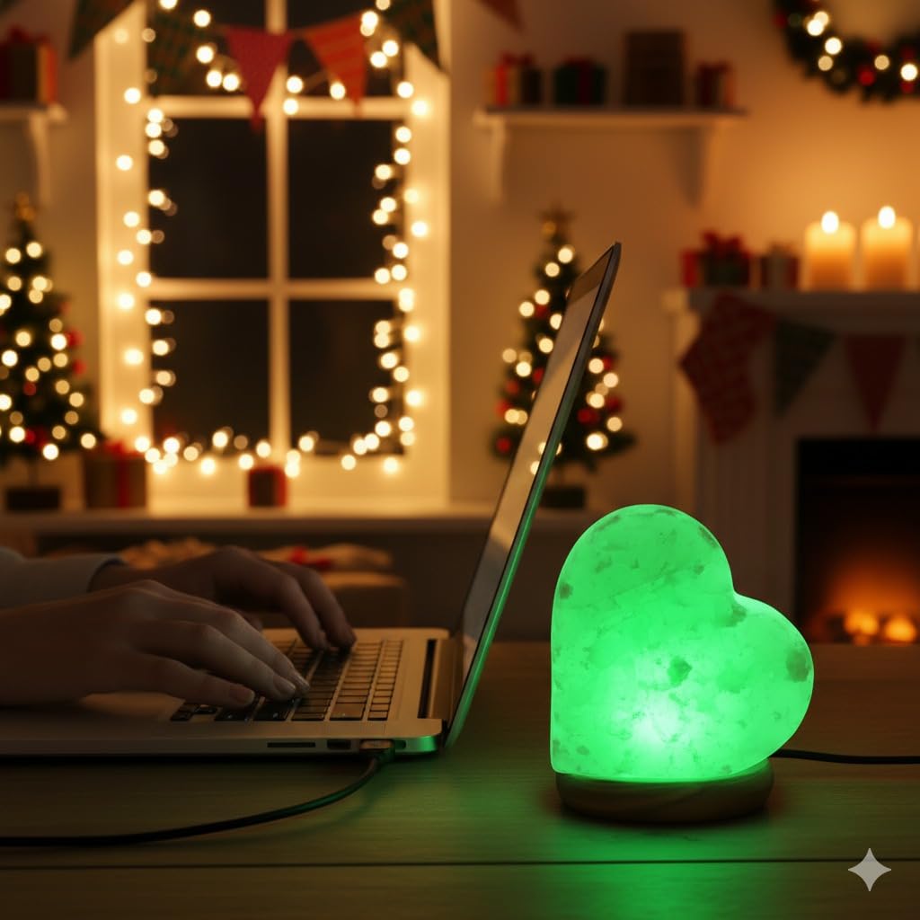 NatureBoost HL Himalayan Pink Salt USB Multi Colored lamp (Heart)