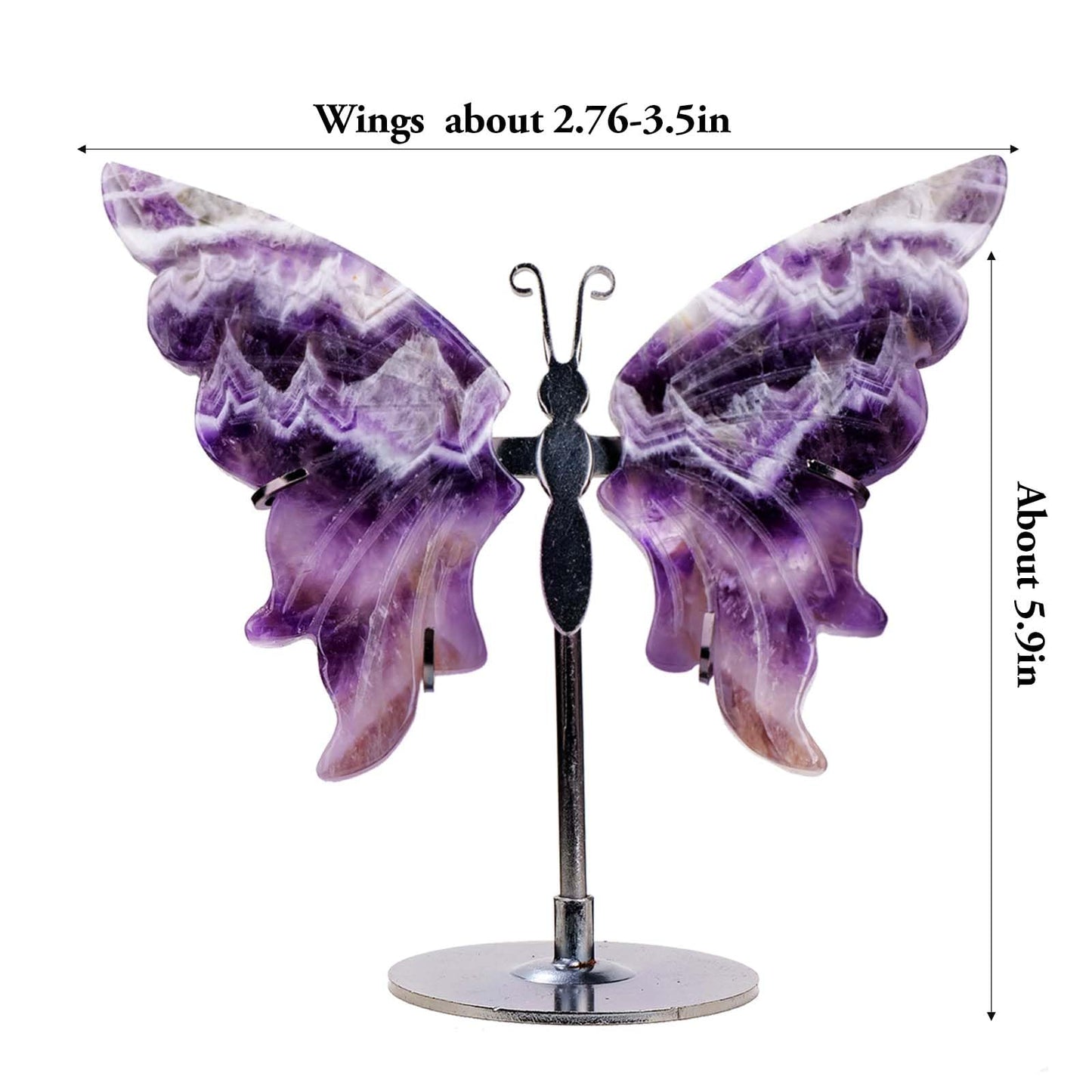 Natural Crystal Butterfly Statue Genuine Crystal Figurine Ornament, Amethyst Agate Wings, Home Office Tabletop Decor (Amethyst)