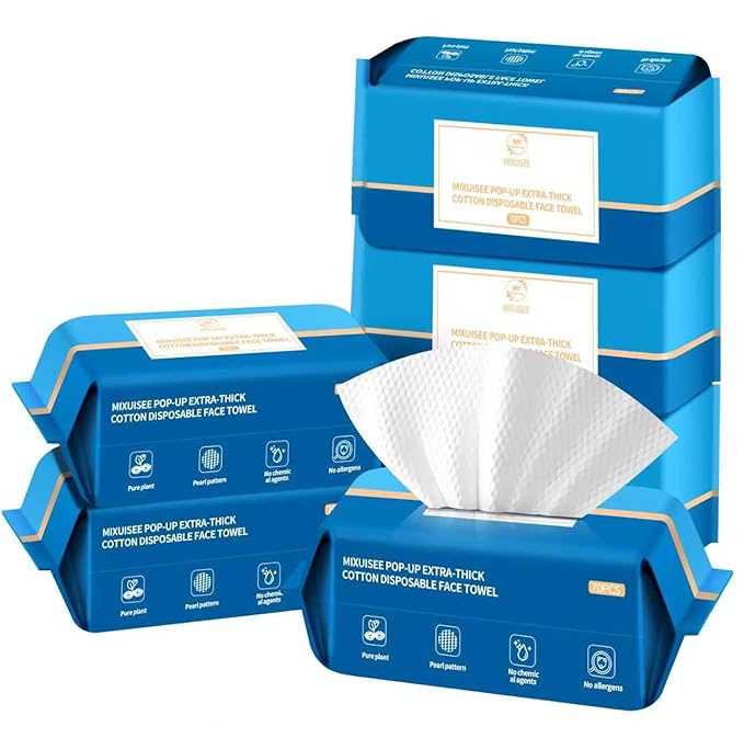 Disposable face towel, MIXUISEE thick and soft face towels, 100% cotton face