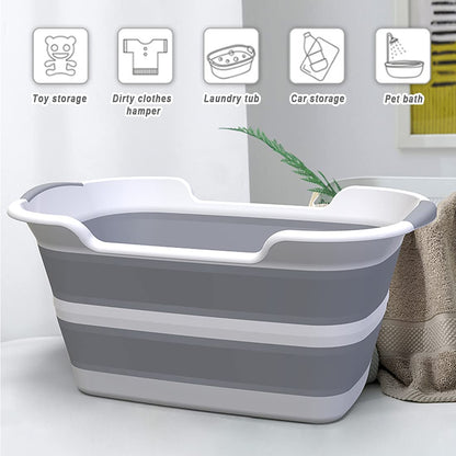 ddLUCK 28L Multi-Functional Collapsible Pet Bathtub with Drainage Hole, Portable Indoor Outdoor Foldable Washing Tub Bathing Tub Small Pets Bathtub for Puppy Small Dogs Cats