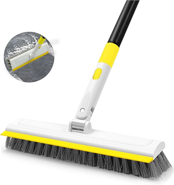 Floor Scrub Brush with 180° Rotating 50" Long Handle