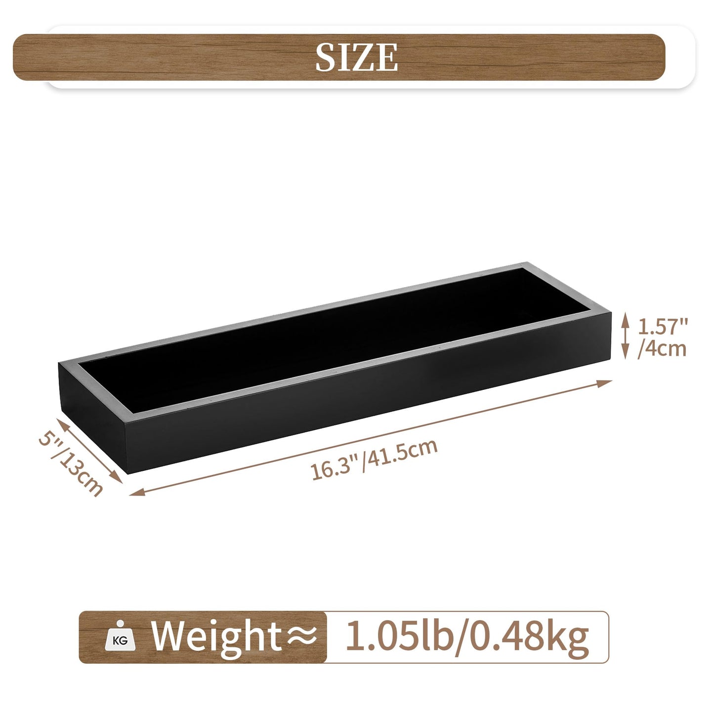 Hanobe Rectangular Long Narrow Tray: Black Decorative Rectangular Candle Holder Centerpiece Tray Decor Serving Tray No Handle for Dining Table Coffee Bar Living Room Home Decor