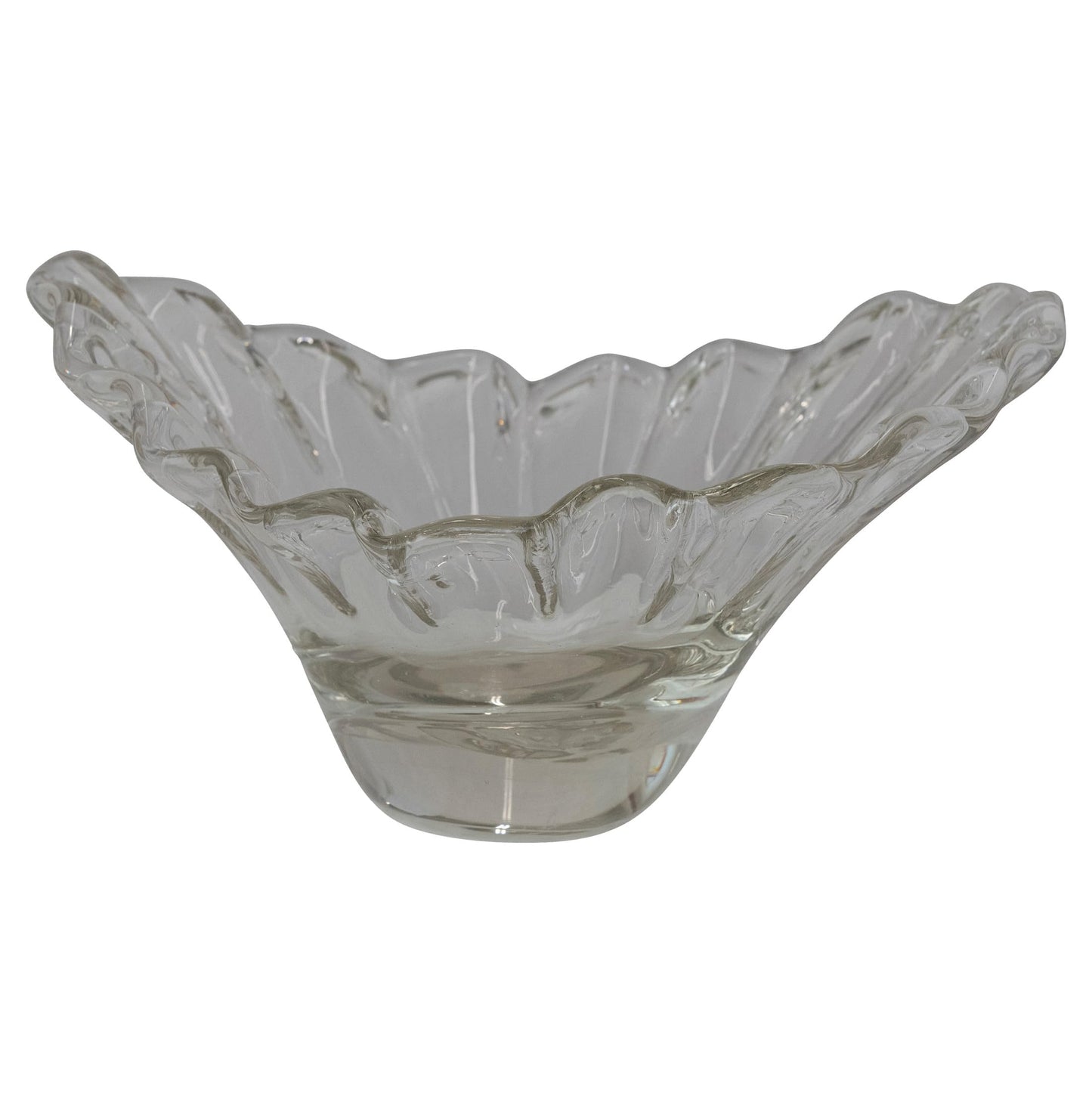 Creative Co-Op Hand-Blown Glass Pleated Organic Shaped Bowl, Clear