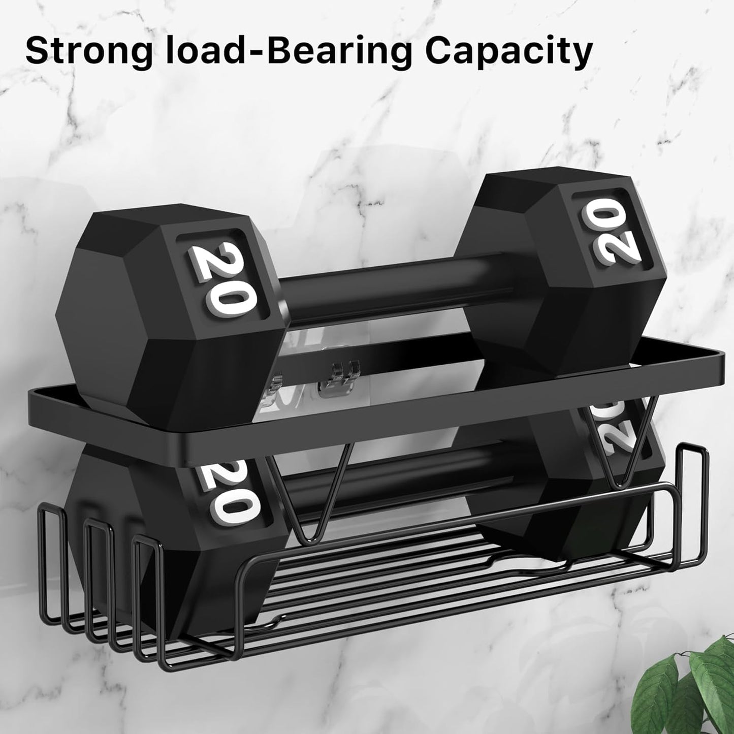 Kegii Shower Caddy, Bathroom Shelf Organiser No Drilling, Adhesive Shower Storage Rack with Soap Razor Holder, Bathroom Accessories, Black, 3 Pack
