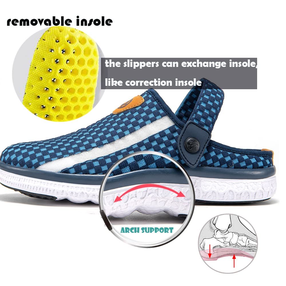 Men Women Garden Clogs Slippers Breathable Summer Slip On Beach Sandals Slipper Shoes Size Dark-Blue UK 10.5=45