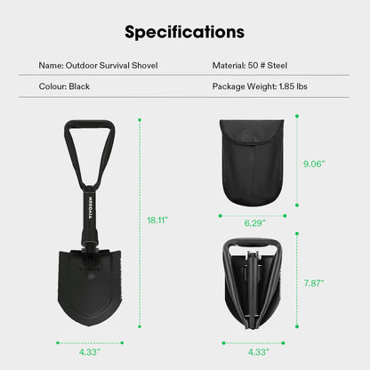 VIVOSUN Folding Camping Shovel, 18'' Survival Shovel, Portable Small Shovel with High Carbon Steel, Tactical Entrenching Tool for Hiking, Digging, Backpacking, Gardening, Off Road, Beach