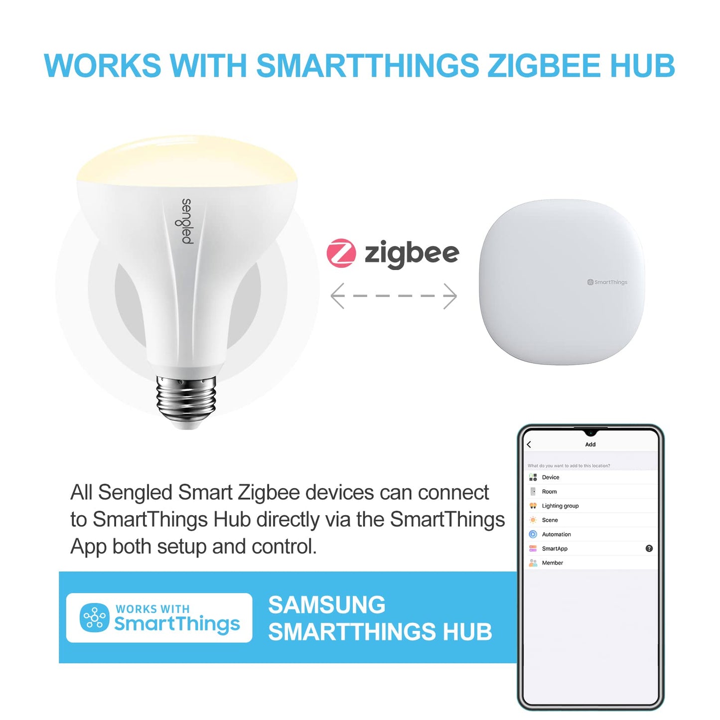Sengled Smart Light Bulbs, Zigbee Hub Required, Works with Alexa and SmartThings, Voice Control with Google Home and Echo with built-in Hub, Soft White 60W Equivalent A19 Dimmable Smart Bulbs, 4-Pack