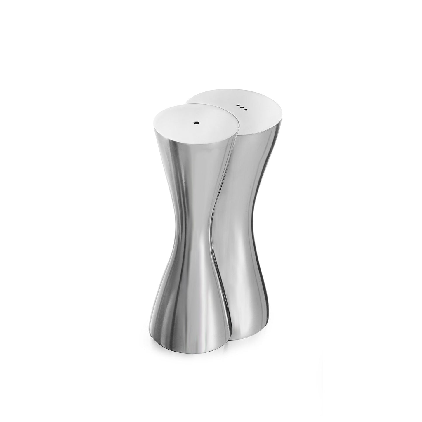 nambe Hug Salt & Pepper Shakers | 2-Piece Set | Kitchen Tool | Salt Sugar Spice Pepper Seasoning Bottle for Table, RV, Camp, BBQ | 1-Ounce | Made of Metal Alloy | Designed by Karim Rashid