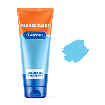 7 Artists Sky Blue Fabric Paint 2 fl. oz – Light Blue Fabric Paint for Clothes Permanent | Textile Paint for Upholstery, Sneakers, Canvas Tote Bags, T-Shirt Painting | Pintura para Ropa y Zapatos