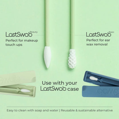 LastSwab Reusable qtips Double Pack - Reusable Cotton Swabs for Ear Wax Cleaning and Pointed qtips for Makeup removal - Zero Waste Eco friendly, Organic Sustainable products
