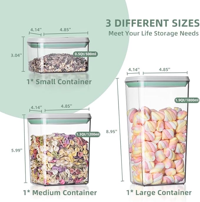 Food Storage Containers with Lids Airtight- 3Pcs BPA-Free Kitchen and Pantry