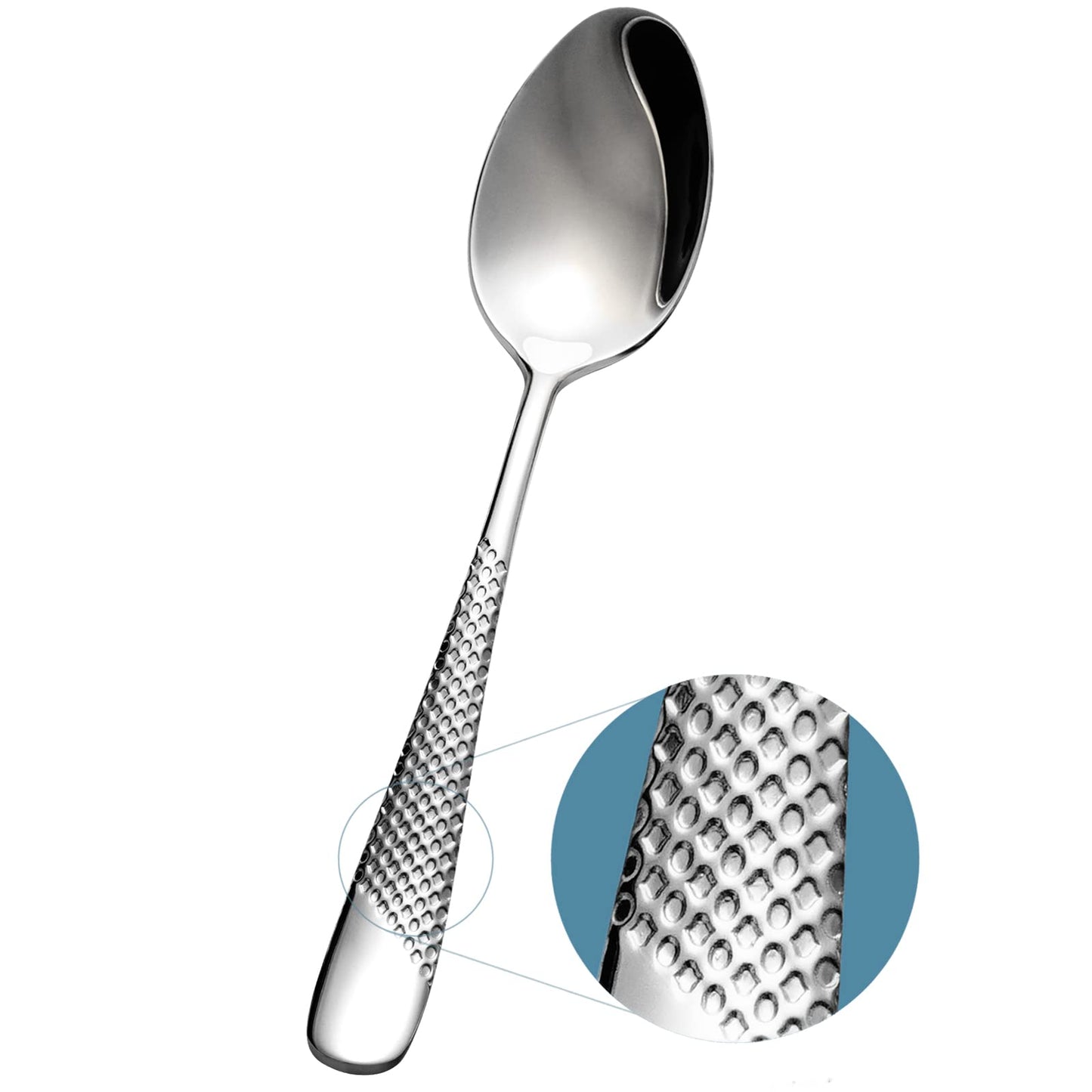 Xideman® Premium Hammered Dinner Spoons Set (7.95 inch), 18/10 Stainless Steel Fine Soup Spoon Silverware, 6-Piece Metal Tablespoons for Home Kitchen Restaurant. Dishwasher Safe