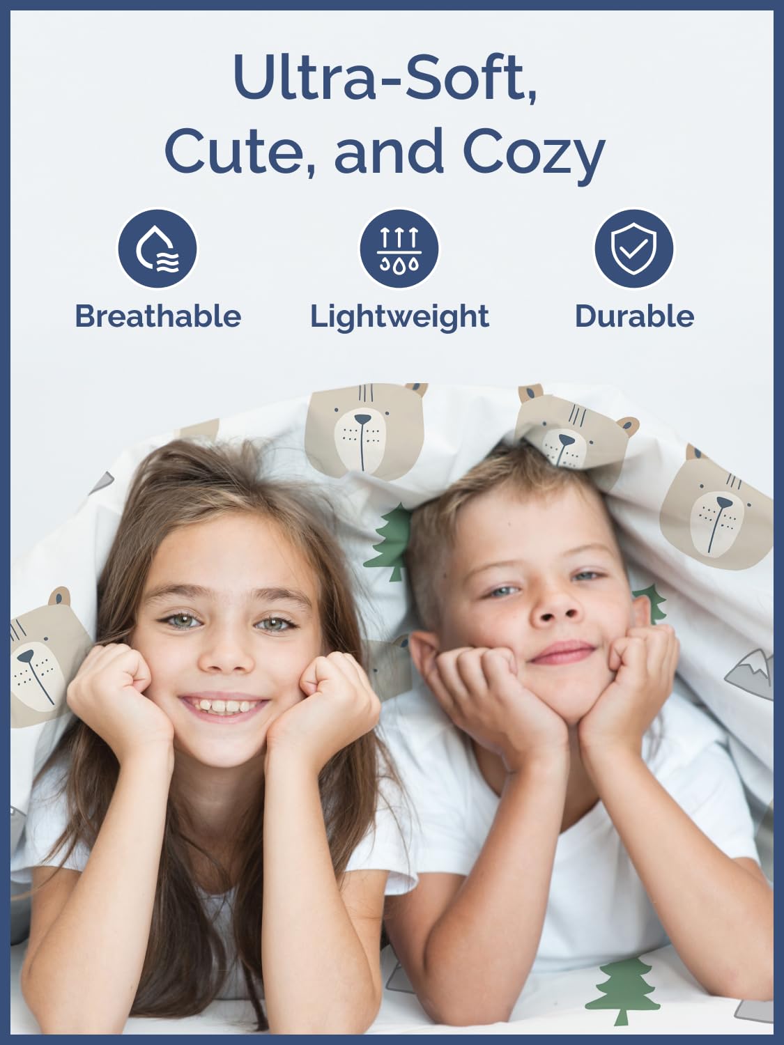 Kids Full Size Bed Sheet Set - 4 Piece Kids Loft Bed Sheets - Bear Forest Nature Themed Bedding - Soft, Cute - Breathable and Machine Washable - Cute Animal Bed Set for Boys, Girls, Teens and Toddlers