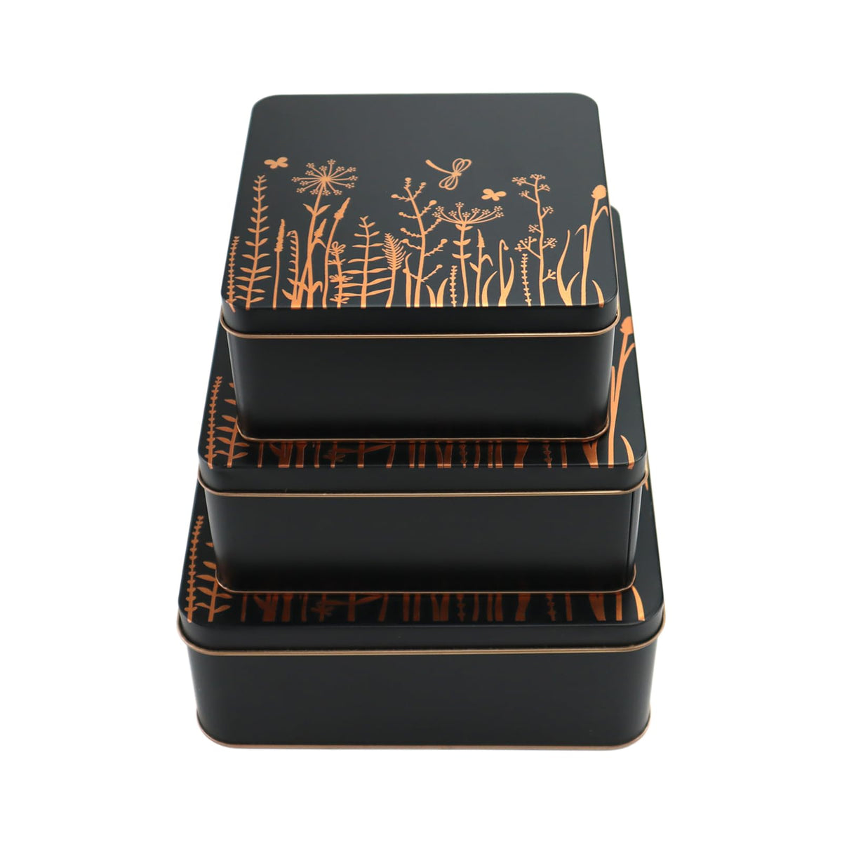 PHILPETY Decorative Storage Box Rural Tin Gift Box Tinplate Candy Cookie Box Square Candy Storage Containers with Lids for Chocolate Candy Tea Coffee Cosmetics Jewelry Photos Gift Case 3Pcs, M3-02
