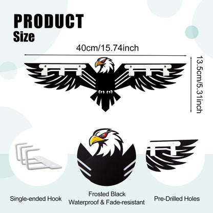 Eagle Key Holder Wall Mount - Metal Eagle Key Holder for Wall Animal Theme Hooks Hangers Key Rack Organizer Walls Art Decor Home Hooks Decor for Storage, Living Room, Hallway, Office (Black)