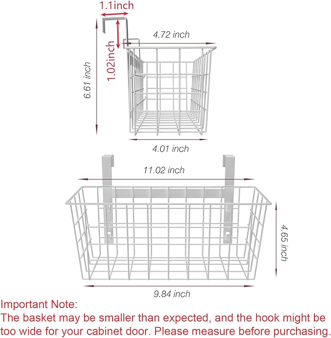 MaraFansie Basket with Hook, Grid Storage Basket, Over the Cabinet Door