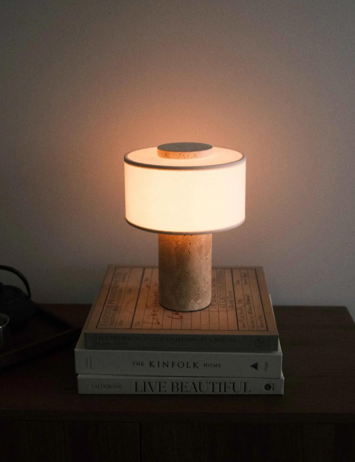 BSOD Travertine Lamp, Rechargeable 10 Inch Stone Table Lamp Marble Wabi Sabi Light Fixture Cordless Touch Dimmable LED Decor for Console, Side, Entryway, Foyer, Counter(Rechargeable Travertine Lamp)