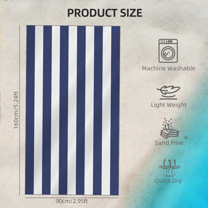 CNMTCCO Large Beach Towel for Adults with Bag - Quick Dry Microfibre - 100% Recycled Towel - Sand Free, Lightweight, Compact (160x90cm, 63x35in) (Blue)