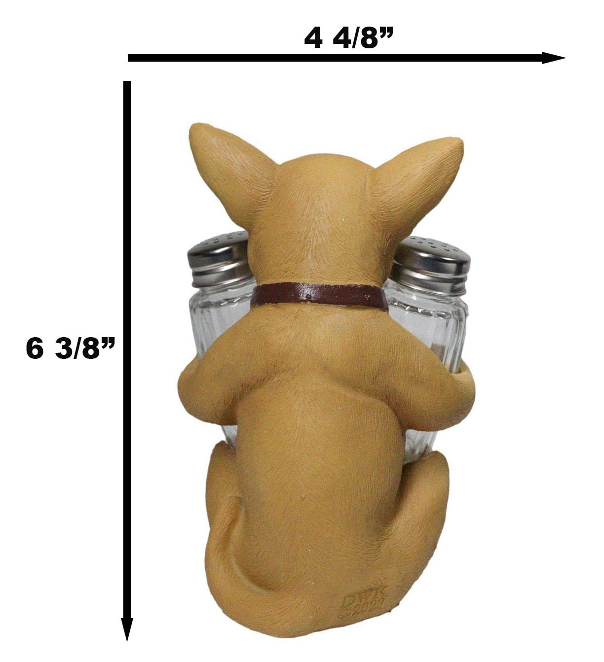 Ebros Picante Teacup Tan Chihuahua Puppy With Collar Salt And Pepper Shakers Holder Figurine Set 6.25"H Chi Chi Taco Dog Animal Pet Pal Kitchen Dining Bar Accent Sculpture