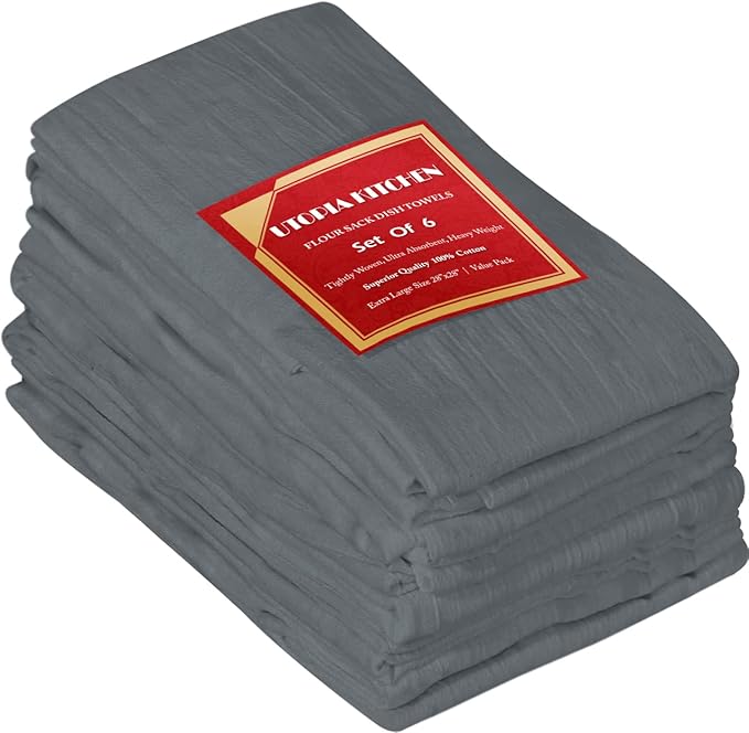 Utopia Kitchen Light Grey Flour Sack Towels 100% Cotton Tea Towels