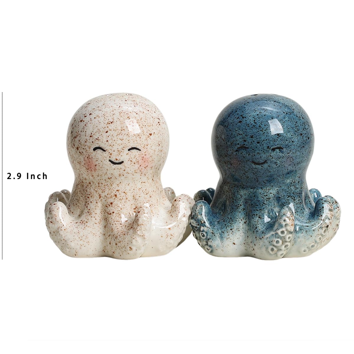 Bicuzat Ceramic Octopus Salt & Pepper Shakers Set, Hand-Painted Sea Animals Salt and Pepper Shakers, 2 PCS Set