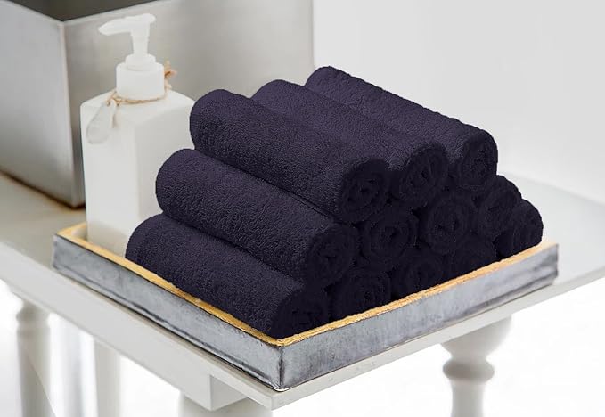 Avalon Towels Cotton Washcloths 24-Pack – 12 x 12 Inch Plum Super Soft &