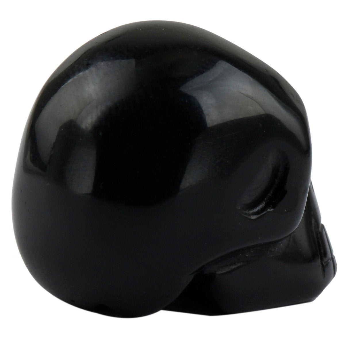 SUNYIK Black Obsidian Carving Skull Stone Pocket Statue Figurine Decor 1" Pack of 5