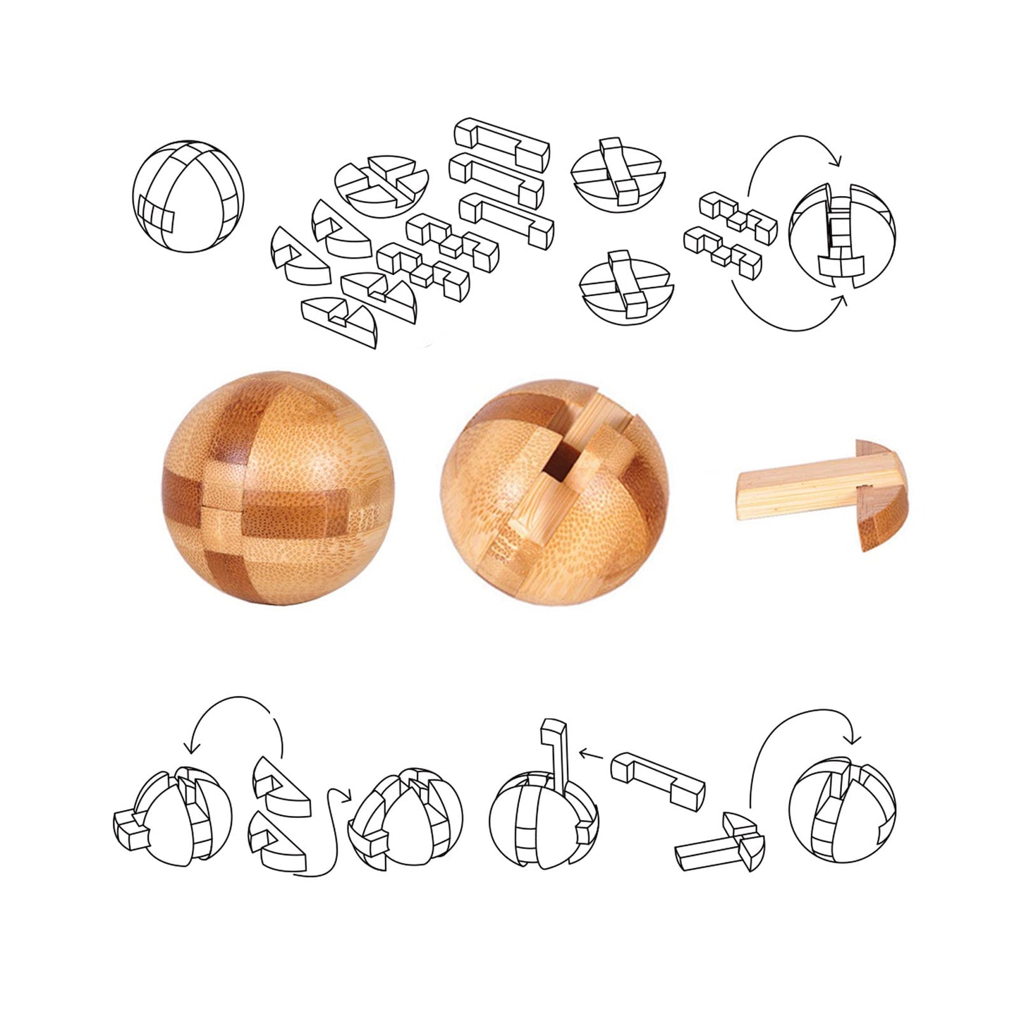 Holzsammlung Set of 9 3D Wooden Brain Teaser Puzzles, IQ Challenge Puzzle Games, Small Logic Mind Puzzle Box Toy Removing Assembling Lock Puzzle Gift Set for Adults Teenagers Kids, 1.8inch 4.5cm