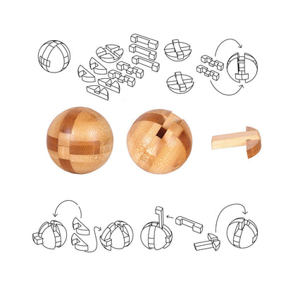 Holzsammlung Set of 9 3D Wooden Brain Teaser Puzzles, IQ Challenge Puzzle Games, Small Logic Mind Puzzle Box Toy Removing Assembling Lock Puzzle Gift Set for Adults Teenagers Kids, 1.8inch 4.5cm