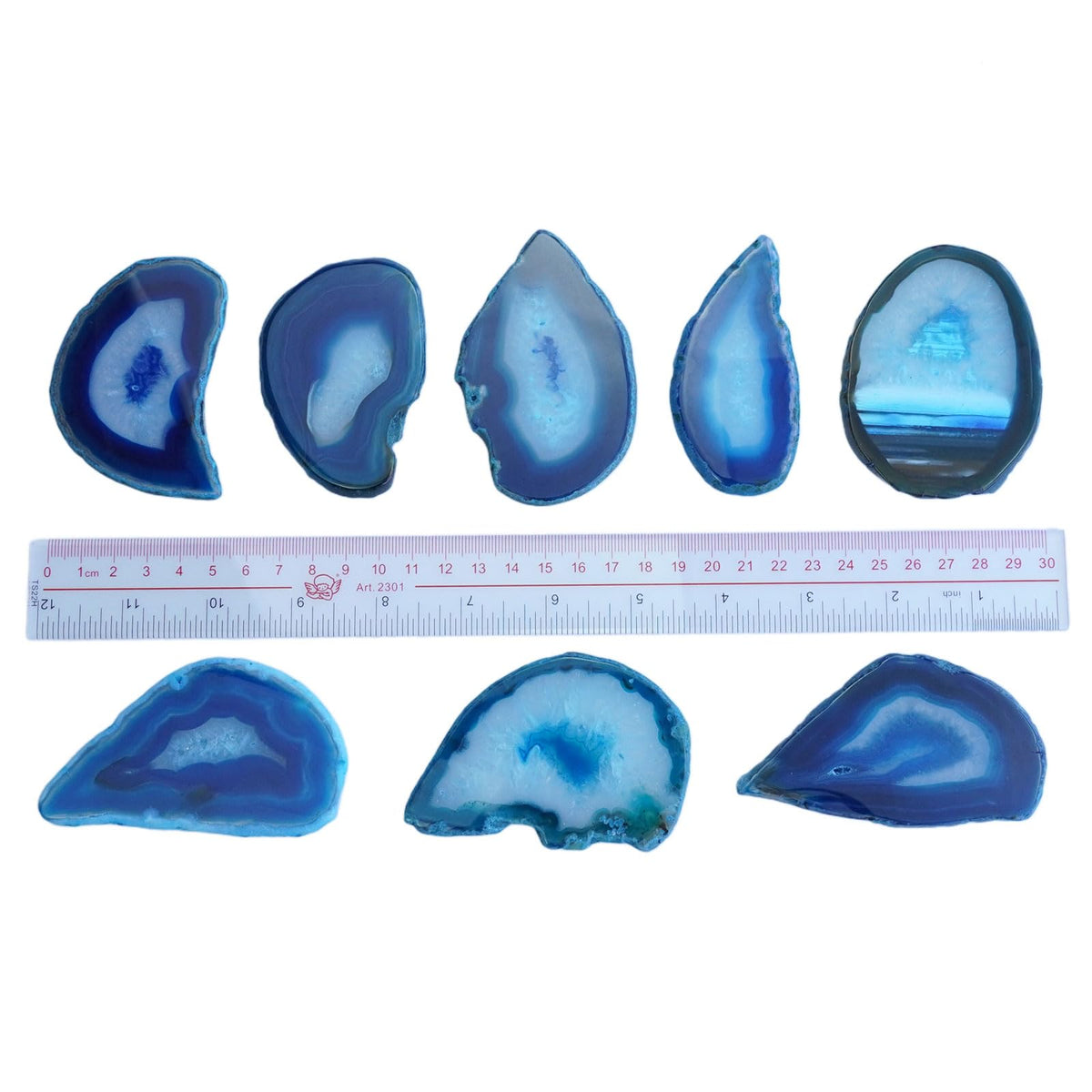 Sisamn 15pcs Blue Polished Agate Slices, Geode Slices Bulk for Light Table, Table Place Cards,Jewelry Making, Crafts, Home Decor, 1.18-2.56 Inches Length (Non-Drilled)