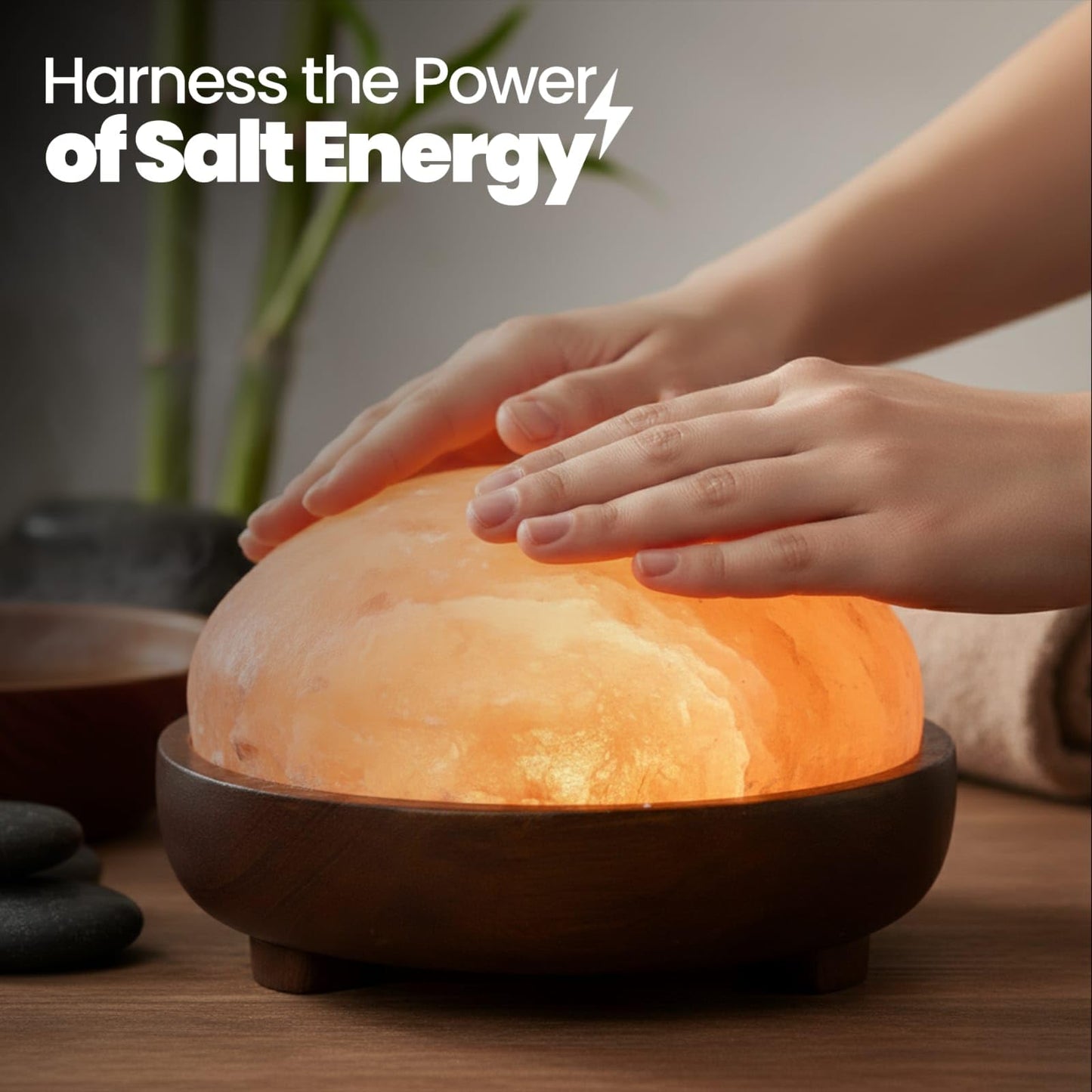 SAF Naturals Himalayan Natural Salt Lamp Dome Shape for Foot & Hand Relaxation, with Dimmer