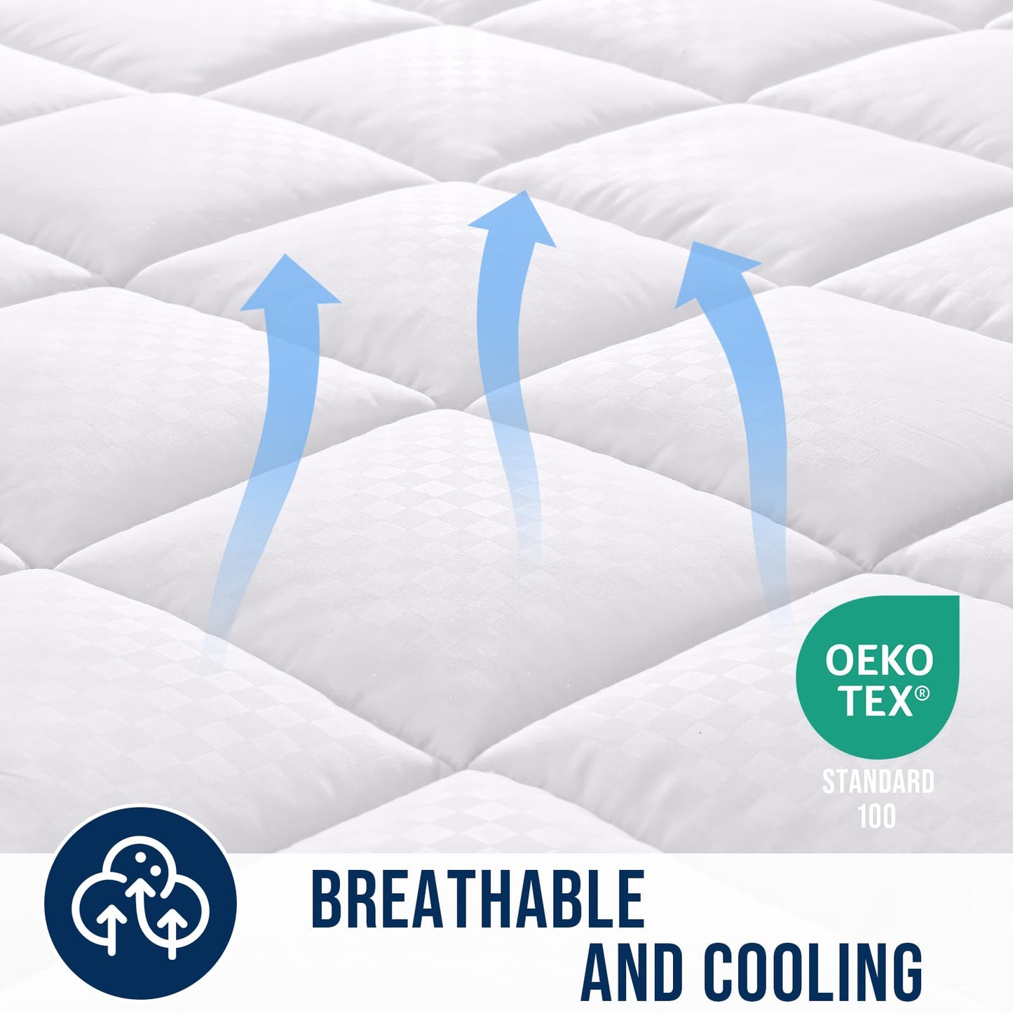OLANLY California King Quilted Fitted Mattress Pad, Elastic Fitted Mattress Topper, Cooling Soft Mattress Cover Stretches up to 21 Inches Deep, Machine Washable Mattress Protector (72x84 inch, White)