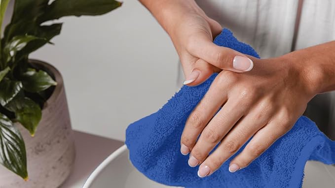 Avalon Towels Cotton Washcloths 24-Pack – 12 x 12 Inch Blue Super Soft &