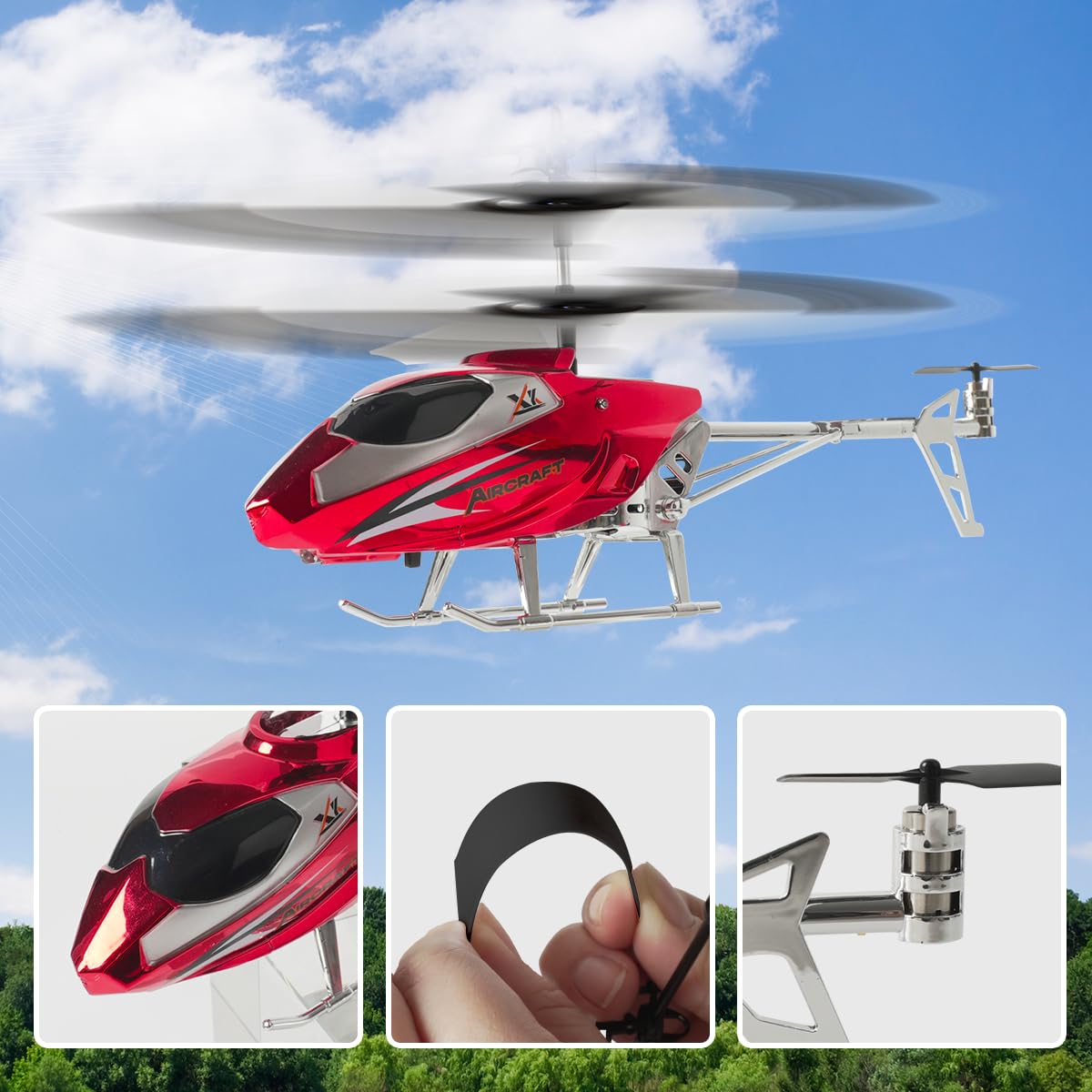 VATOS RC Helicopter for Boys, 2.4G Remote Control Helicopter with LED Light for Kids 12+ Years Old, Fixed Height, One-Key Take-Off, Indoor RC Planes Ideal Festival Gifts for Boys Adults