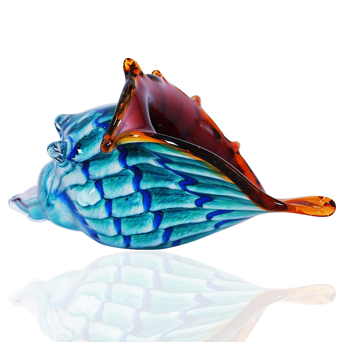 EUSTUMA Hand Blown Glass Conch Figurines Ornament,Sea Animal Ornament for Home Decor,Sea Animals Collection for Birthday Gift,Glass Seashell