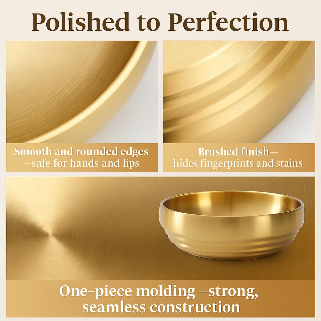 ZYNVORA Gold Decorative Bowl, 7.4 Inch Stainless Steel Key Bowl for Entryway Table, Brushed Surface Modern Fruit Purse Bowl for Kitchen Counter, Coffee Table