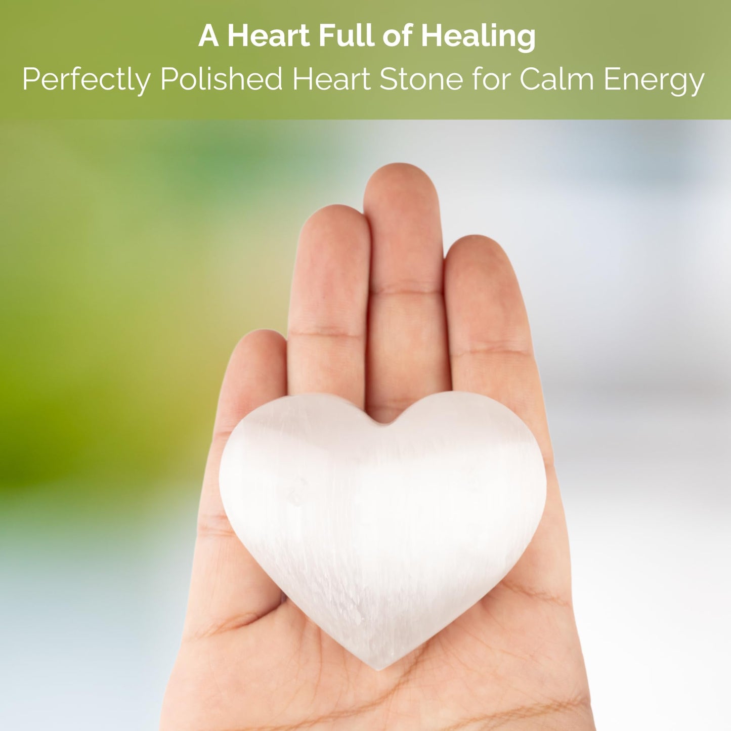 2 pc Selenite Heart Palm Stone, Heart Shaped Crystals and Healing Stones- Pocket Worry Stone for Anxiety and Stress Relief - Healing Crystals for Meditation, Reiki, Spiritual and Crystal Gifts
