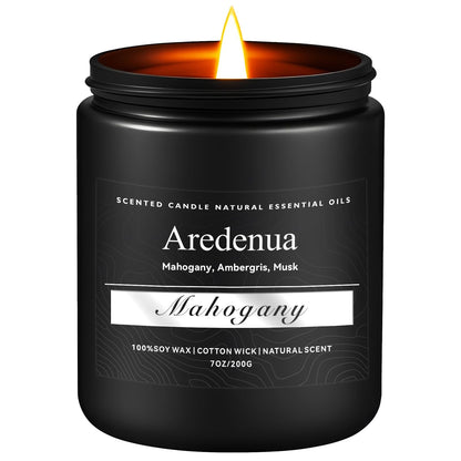 Mahogany Candle, Manly Scented Candles for Home, Masculine Candle Gifts for Men - 7oz Soy Candles for Home Scented, 50 Hours Burn Time, Perfect for Relaxing Home Fragrance