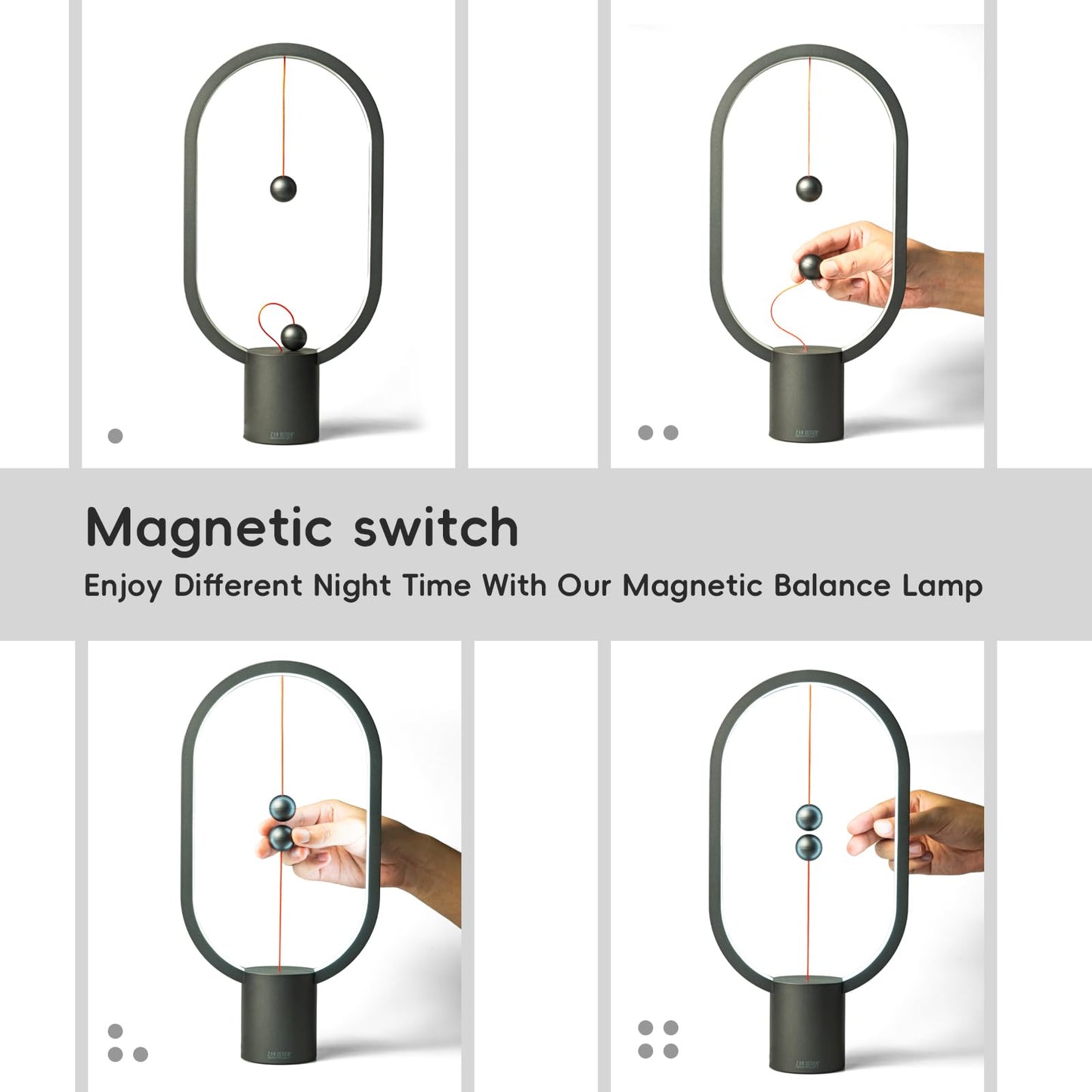 Xhope4u Table Lamp for Bedroom - Balance Lamp,Bedside Lamp with Touch Dimmer,Nightstand Lamp,3 Level Brightness Rechargered Night Light for Home,Office,College Dorm (Black)