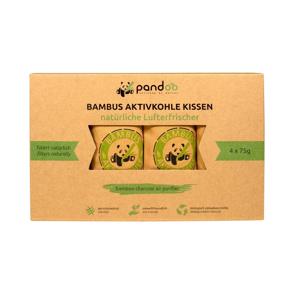pandoo natural bamboo air freshener with active charcoal, air purifier and air dehumidifier, room air purifier and air freshener, absorbs odours and filters harmful substances and allergens